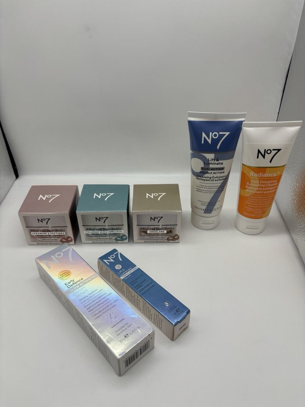 No7 Skincare 7pc Bulk Lot Advanced Ingredients Capsules Early Defence Serum Set